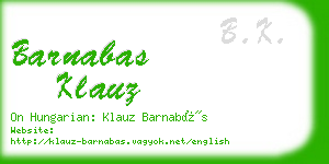 barnabas klauz business card